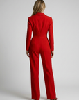Women’s red women's wide leg jumpsuit tailored