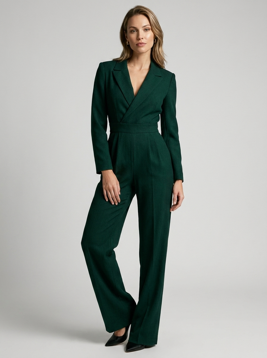Women’s red women's wide leg jumpsuit tailored
