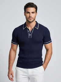 Milo | Men's Ribbed Polo Shirt Contrast