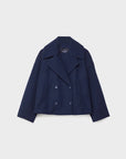 Women's navy short double-breasted wool coat