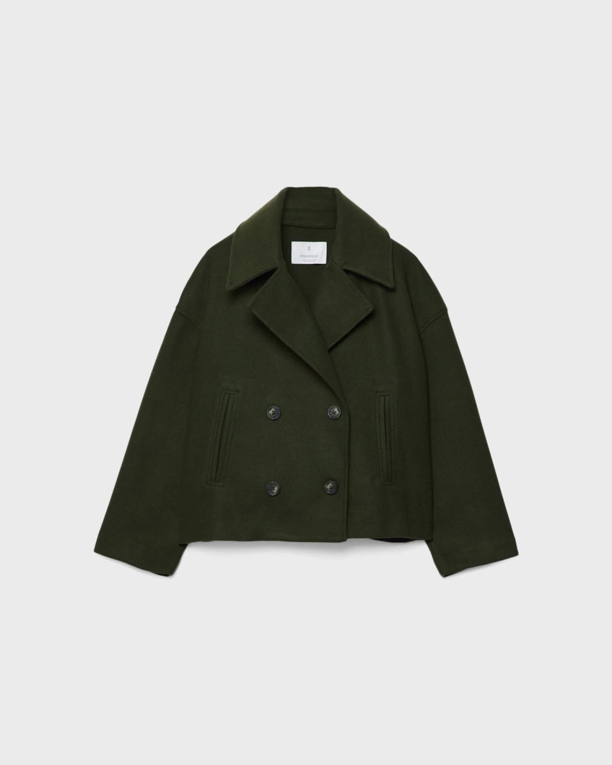 Women's navy short double-breasted wool coat