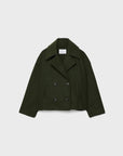 Women's navy short double-breasted wool coat