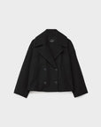 Women's navy short double-breasted wool coat