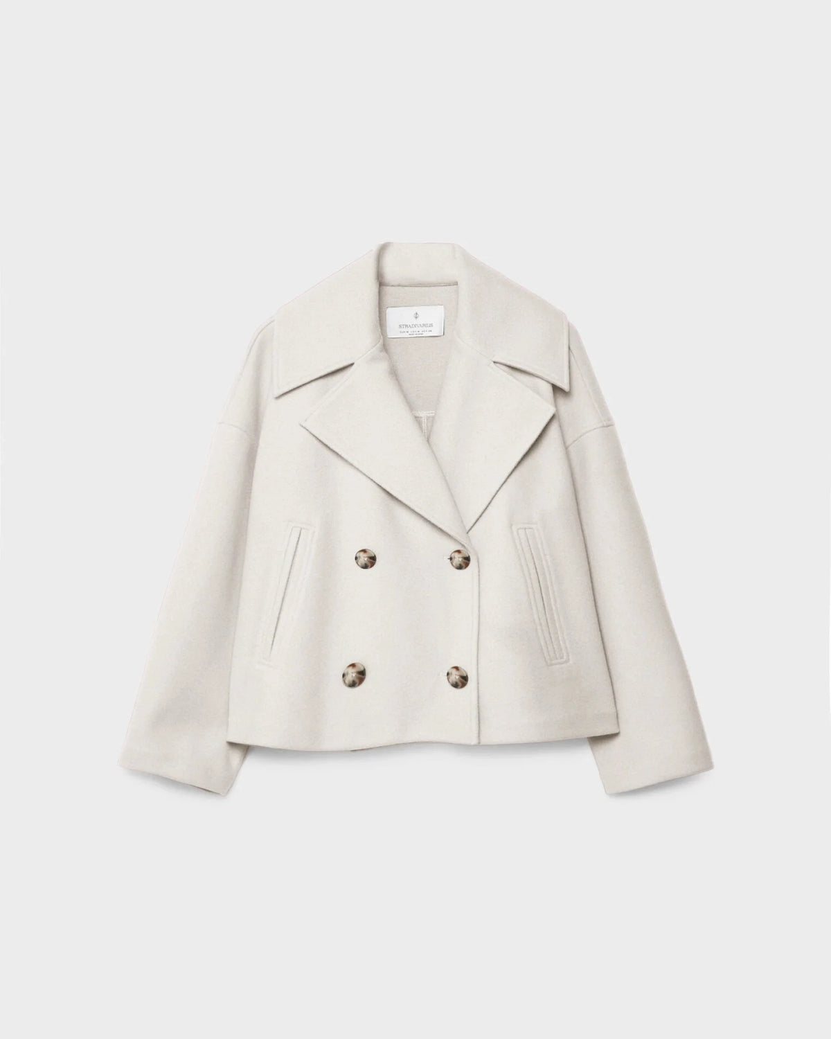 Women's navy short double-breasted wool coat