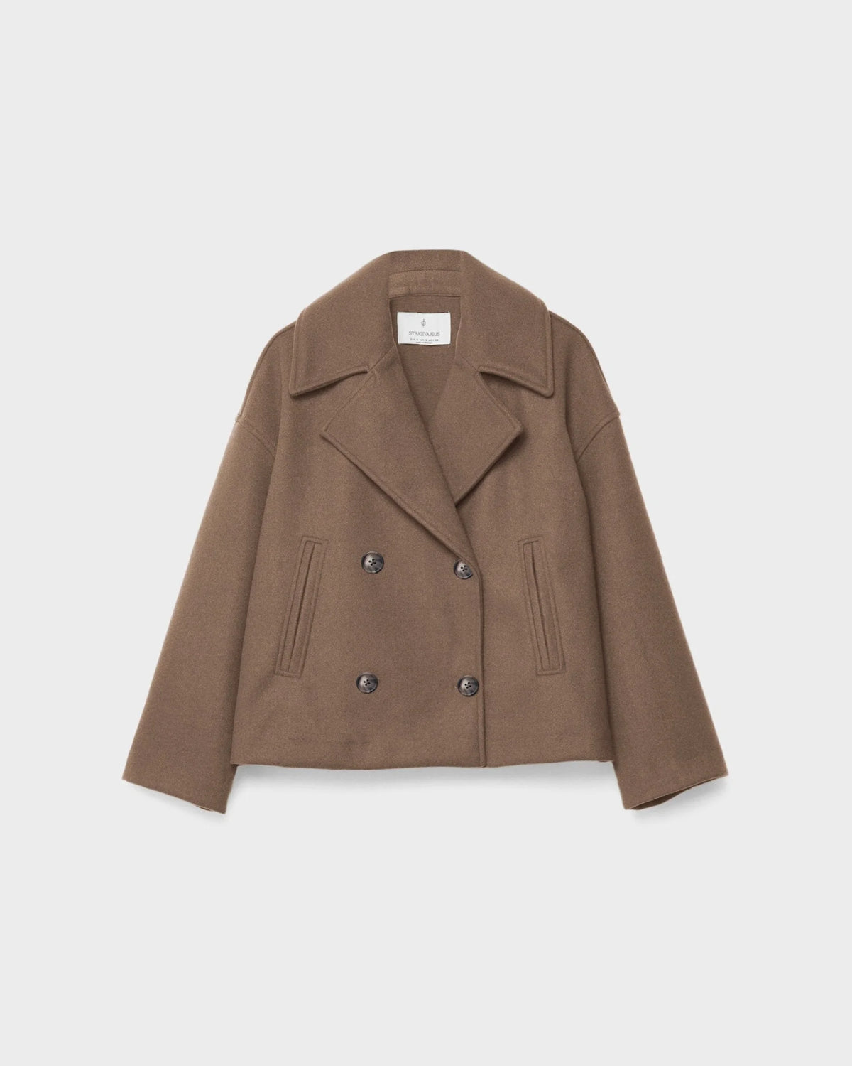 Women's navy short double-breasted wool coat