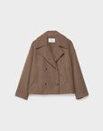 Women's navy short double-breasted wool coat