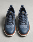 Men's slate blue leather oxford sneakers
