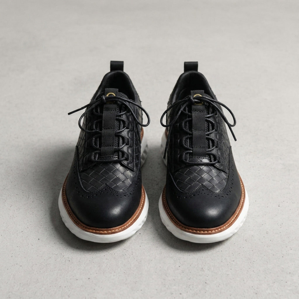 Men's slate blue leather oxford sneakers