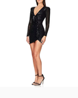 Vera | Black Long Sleeve Mini Dress Sequined 1