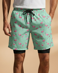 Vibrant Mens Swim Shorts with Flamingo Print 5