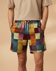 Vibrant Mens Swim Trunks With Bold Block Pattern 0