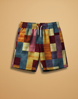Vibrant Mens Swim Trunks With Bold Block Pattern 1