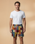 Vibrant Mens Swim Trunks With Bold Block Pattern 2