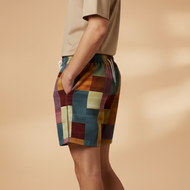 Vibrant Mens Swim Trunks With Bold Block Pattern 3