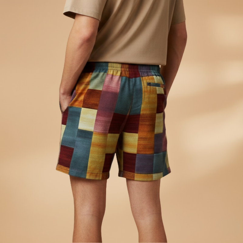 Vibrant Mens Swim Trunks With Bold Block Pattern 4