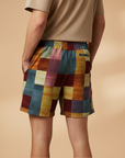 Vibrant Mens Swim Trunks With Bold Block Pattern 4