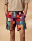 Vibrant Mens Swim Trunks With Bold Block Pattern 6