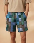 Vibrant Mens Swim Trunks With Bold Block Pattern 7