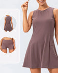 Women’s brown women's tennis dress with built-in shorts