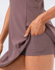 Women’s brown women's tennis dress with built-in shorts