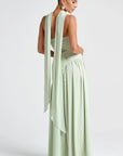 Women’s light green women's strapless maxi dress slit
