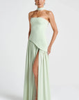 Women’s light green women's strapless maxi dress slit