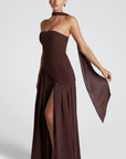 Women’s women's strapless maxi dress slit