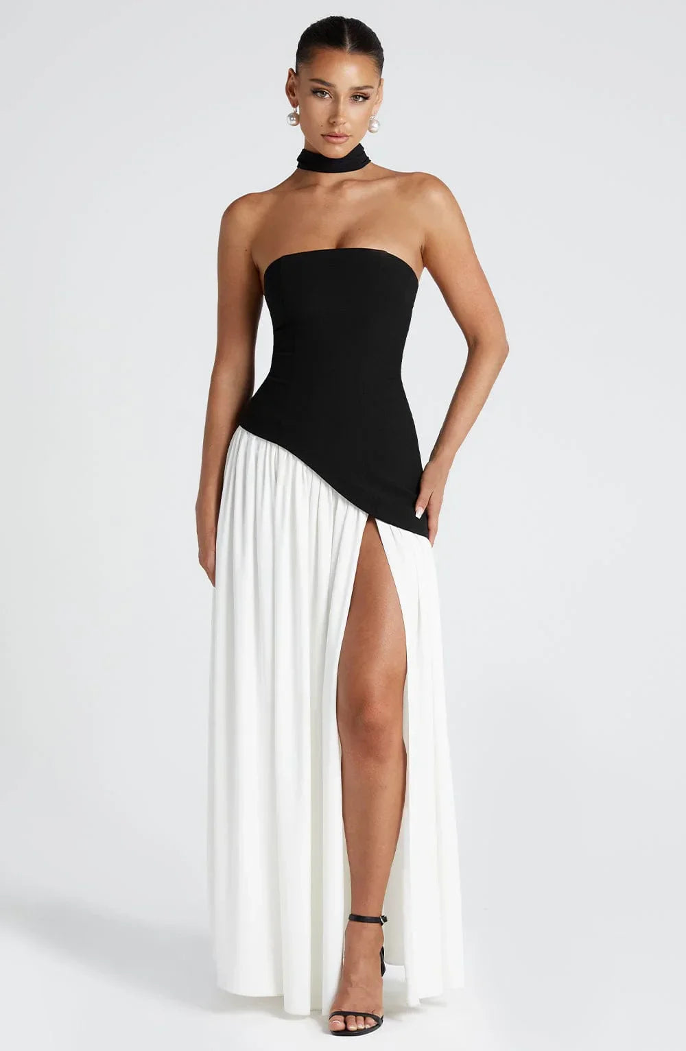 Women’s women's strapless maxi dress slit
