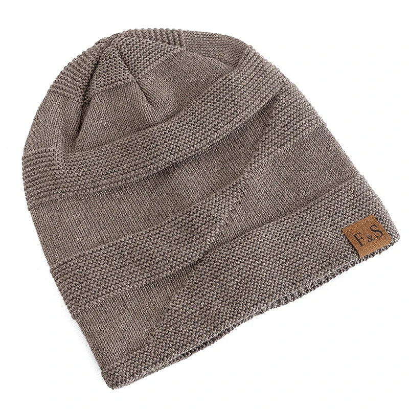 Grey fleece lined beanie for winter