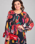 Women's A-Line Midi Dress Floral Long Sleeve 8