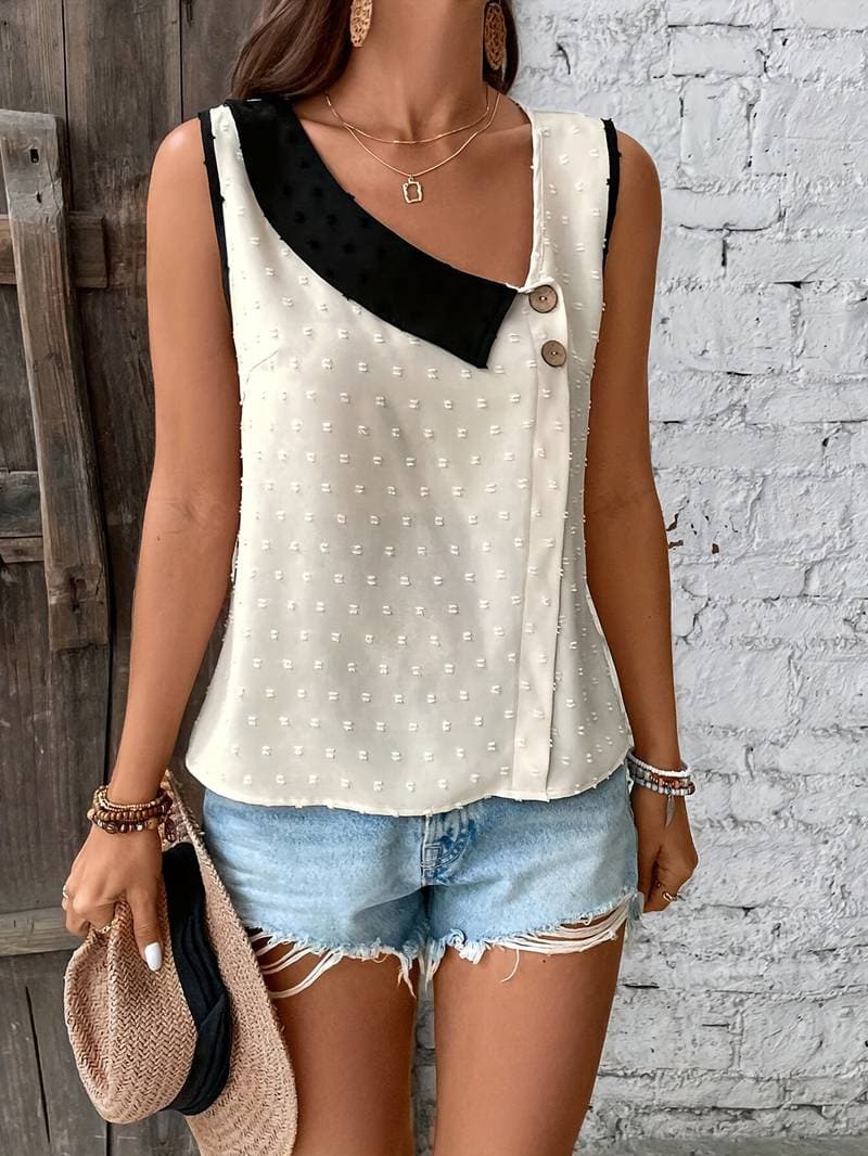 Women's Blouse Sleeveless Asymmetrical Design 2