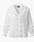 Women's Blouse V-Neckline Ruffle Detail Long Sleeve Woven Top Casual Wear 1