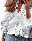 Women's Blouse V-Neckline Ruffle Detail Long Sleeve Woven Top Casual Wear 3