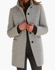 women's grey tailored stand collar city coat