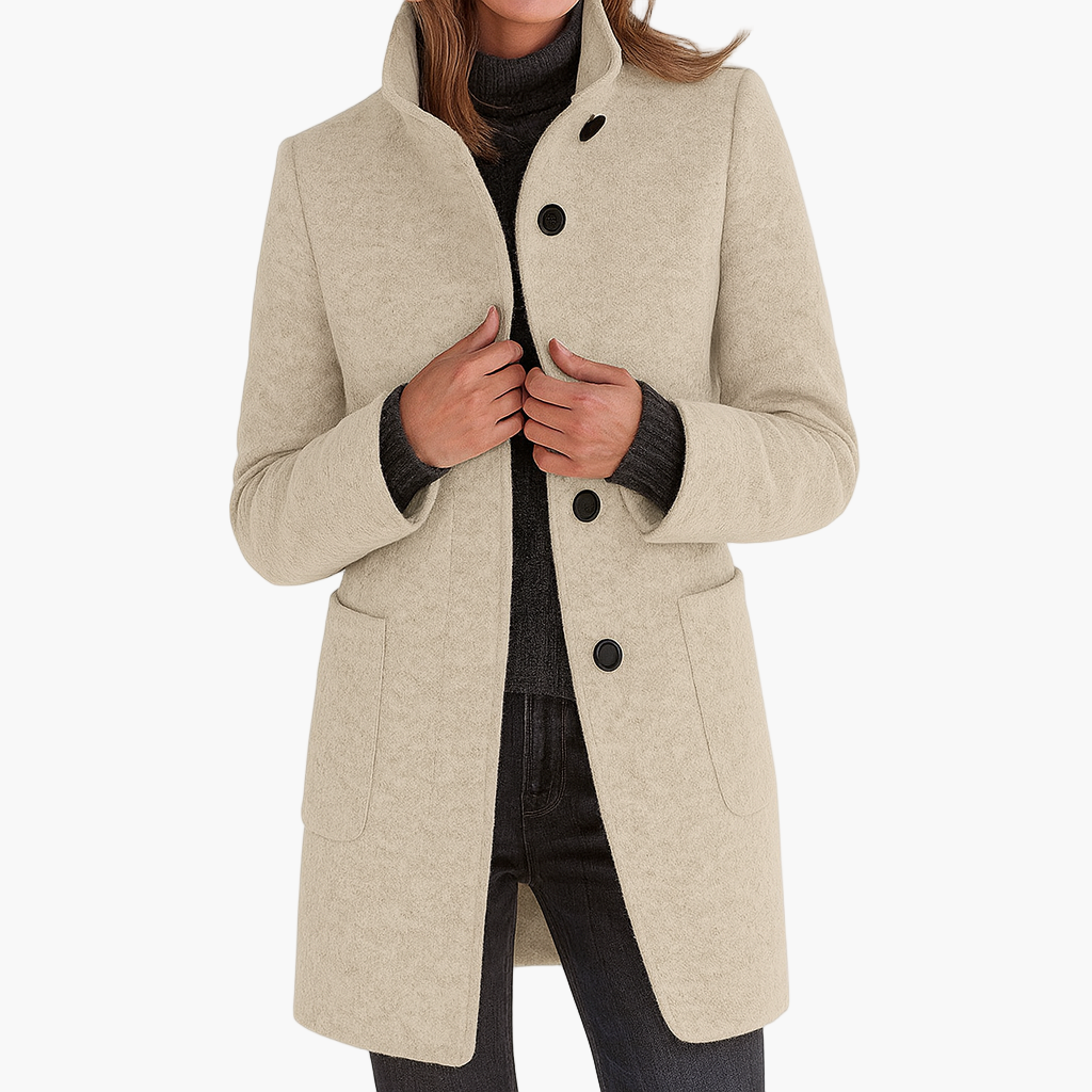 women's tailored stand collar city coat for autumn and winter