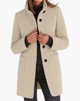 women's tailored stand collar city coat for autumn and winter
