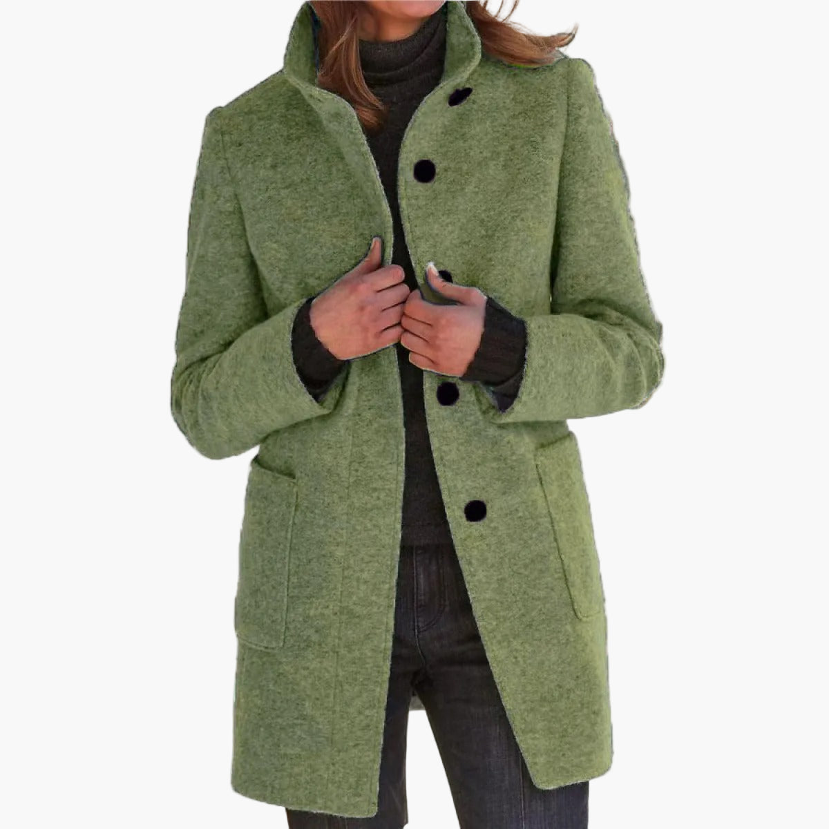women's tailored stand collar city coat for autumn and winter