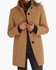 women's grey tailored stand collar city coat
