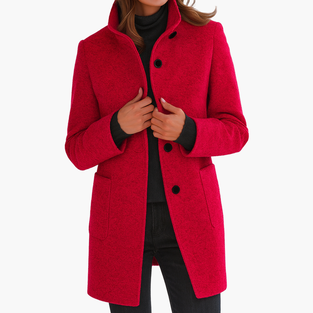 women's grey tailored stand collar city coat