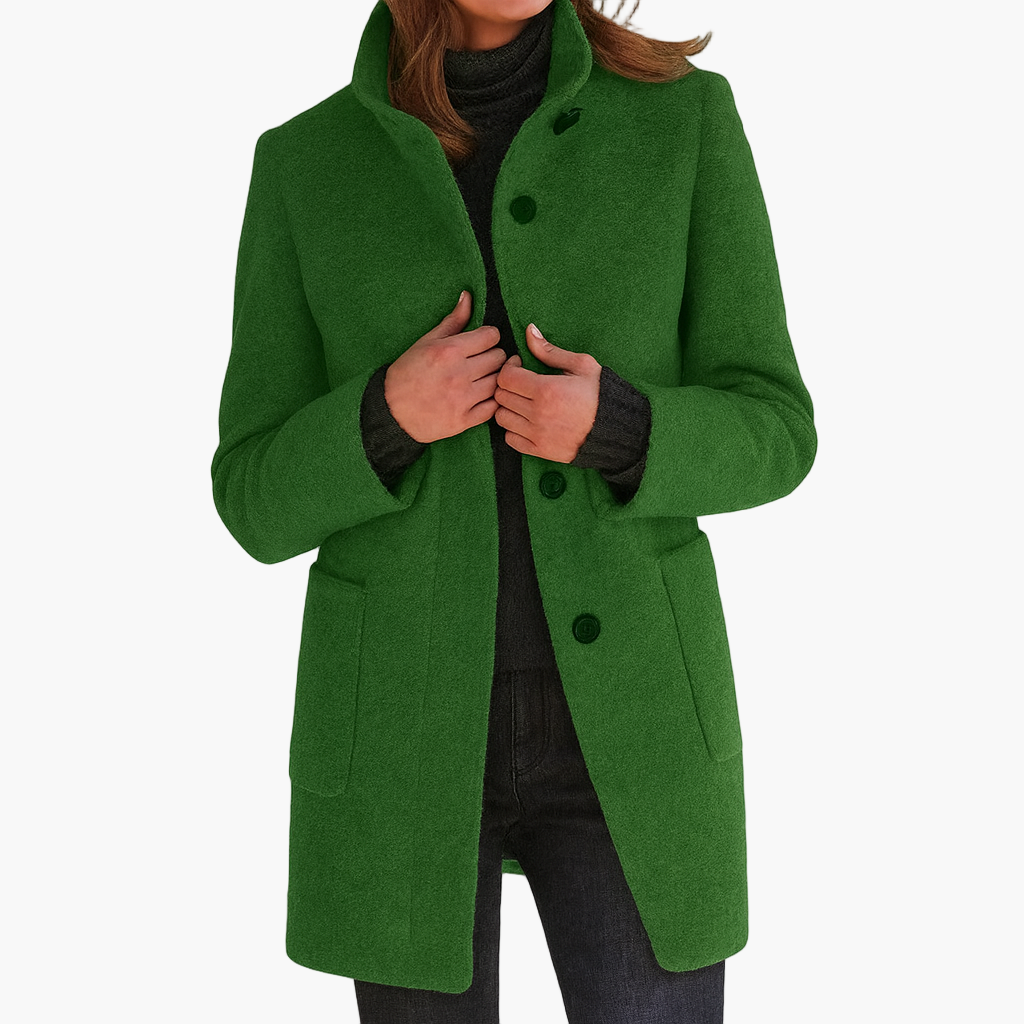 women's grey tailored stand collar city coat
