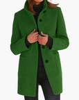 women's grey tailored stand collar city coat