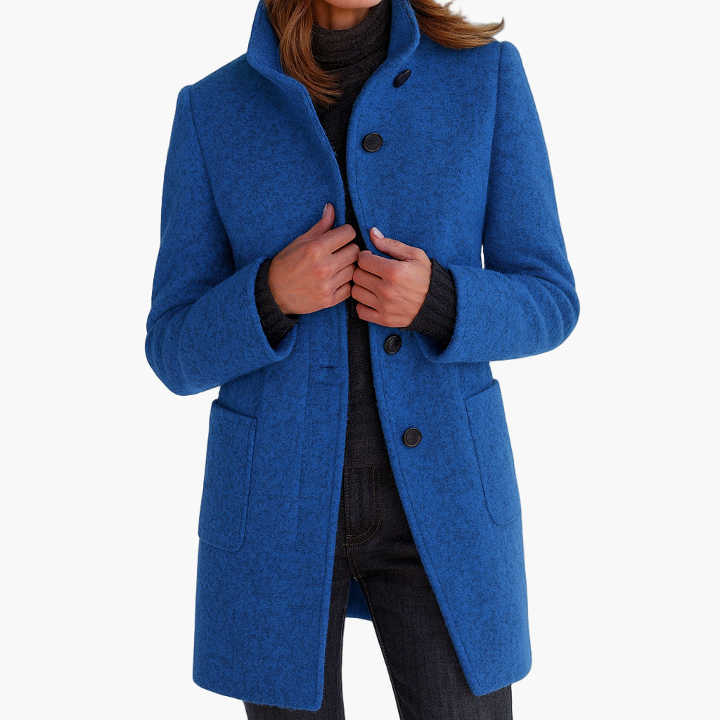 women's grey tailored stand collar city coat