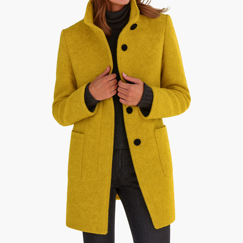 women's grey tailored stand collar city coat