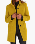 women's grey tailored stand collar city coat