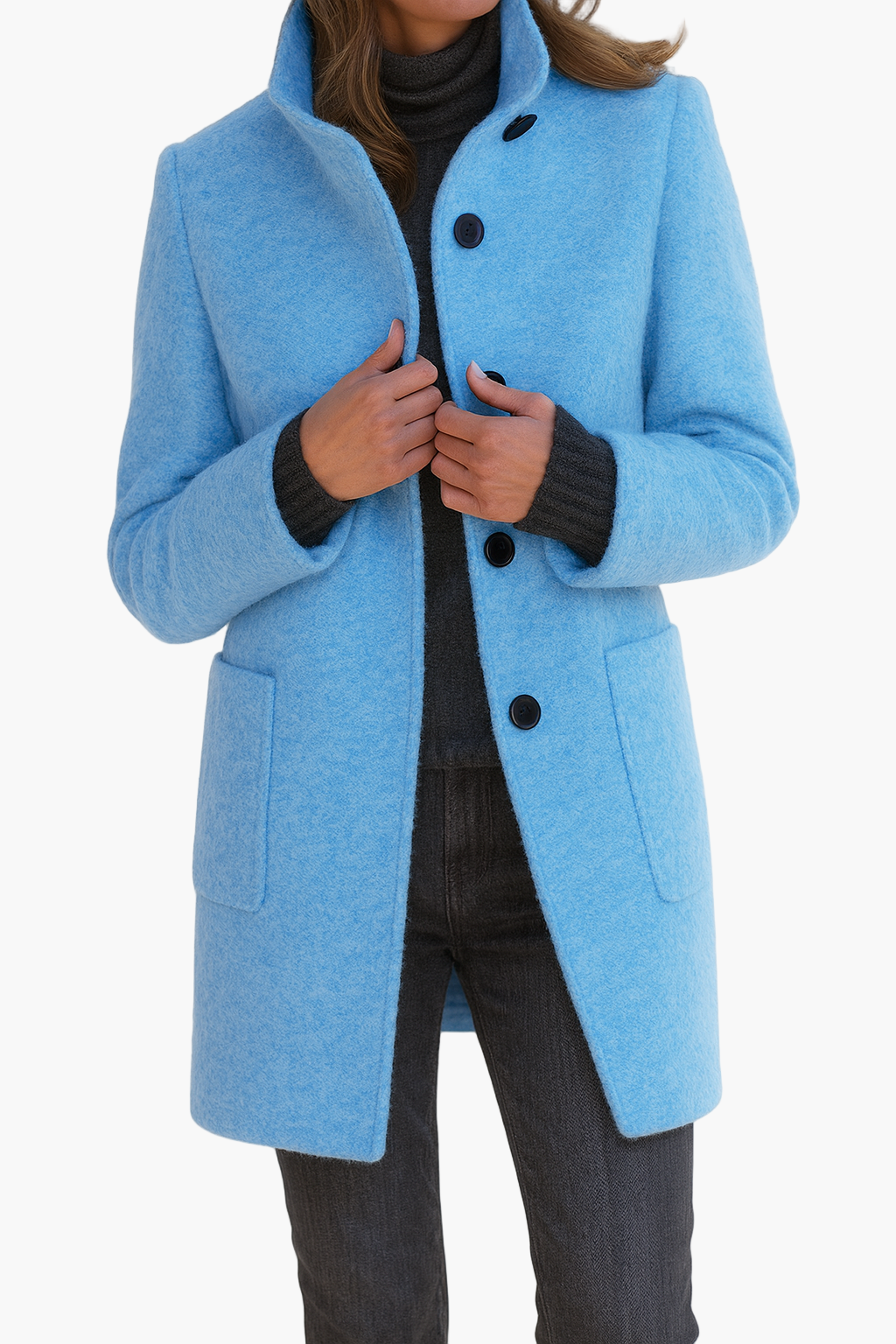 women's tailored stand collar city coat for autumn and winter