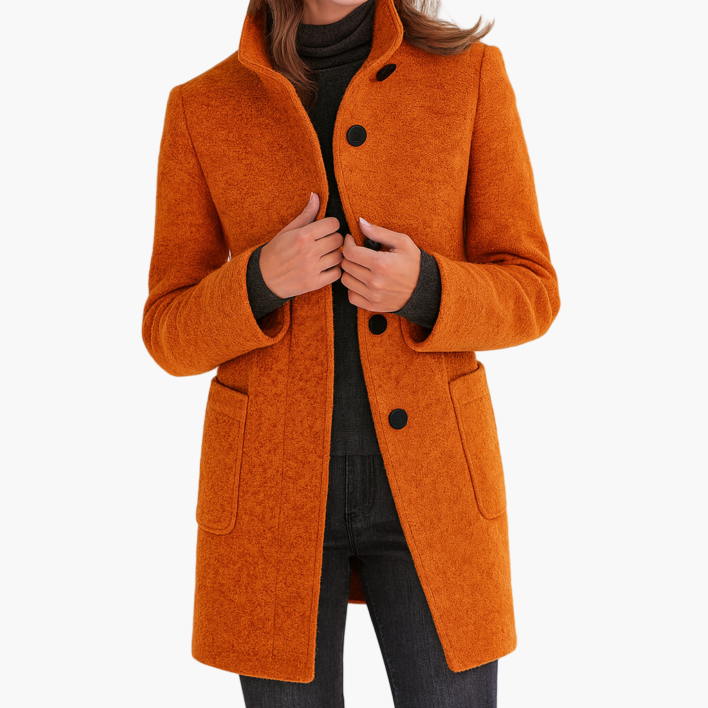 women's tailored stand collar city coat for autumn and winter