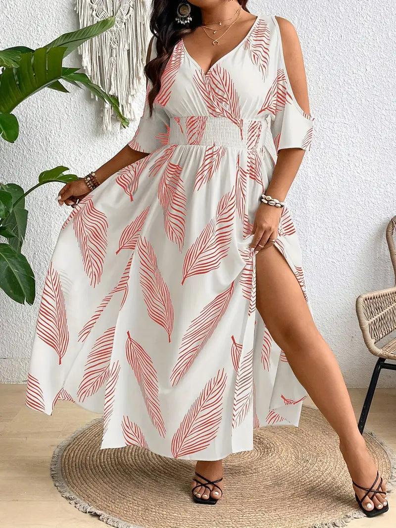 Women's Dress Floral Cold Shoulder Midi Style 0