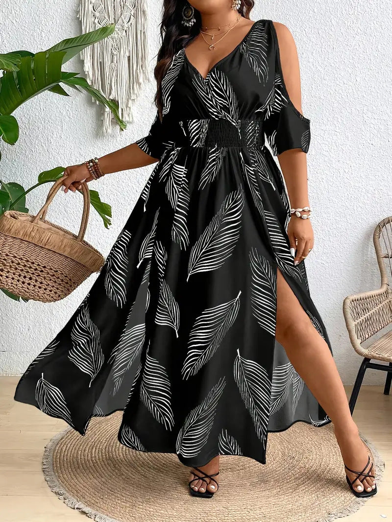 Women's Dress Floral Cold Shoulder Midi Style 2