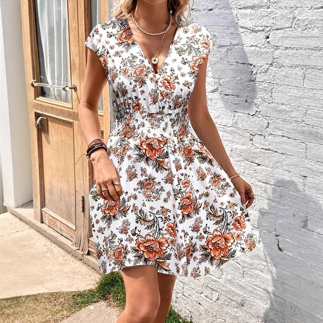 Women's Dress Floral Print V-Neck A-Line Mini 4