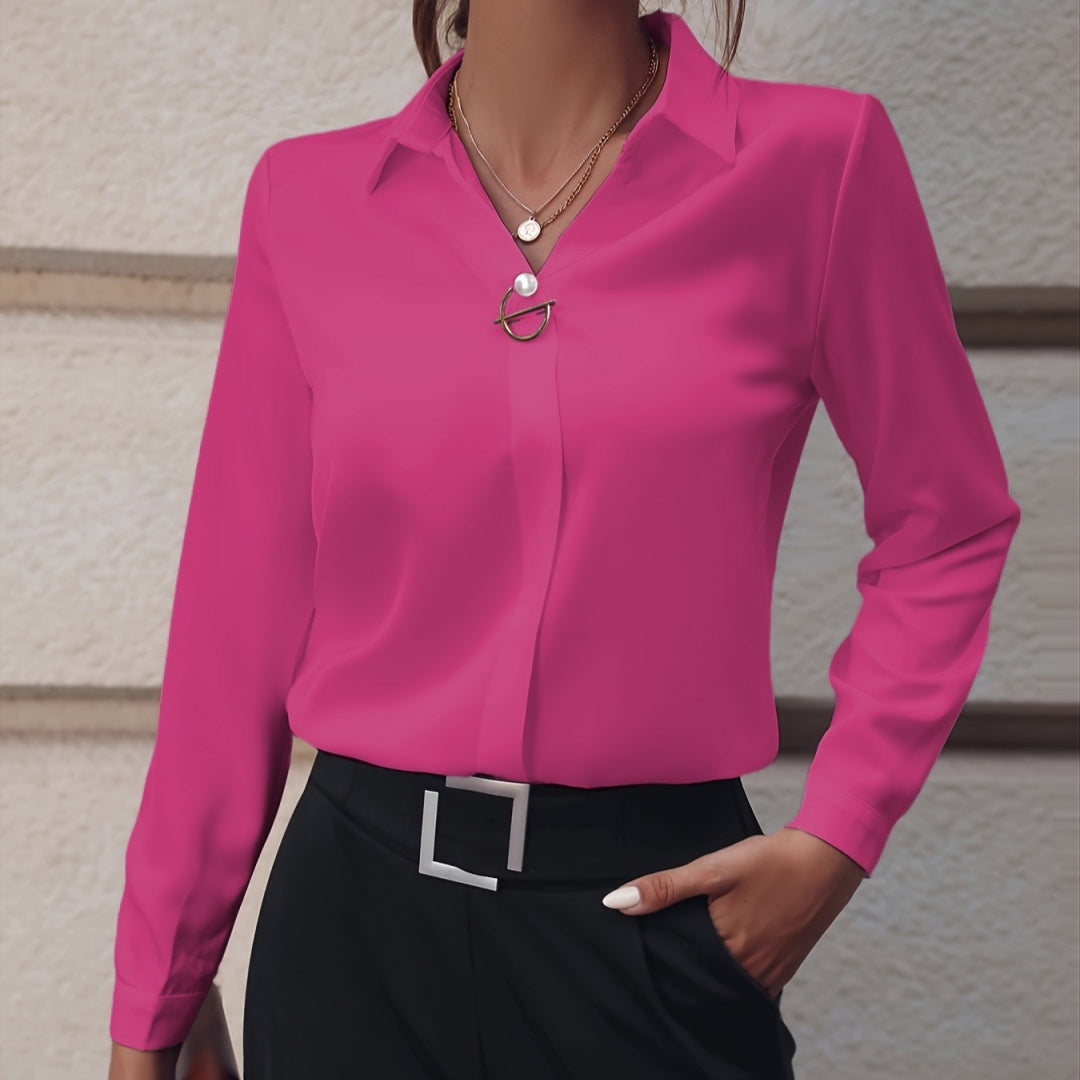 Women's long sleeve blouse slim fit in white